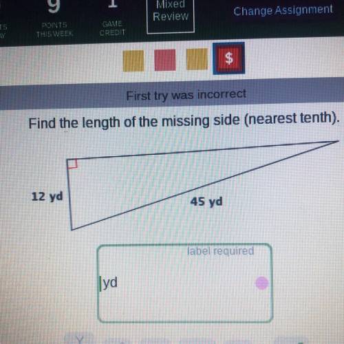 Find the length of the missing side ( nearest tenth