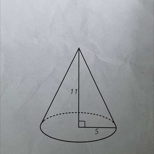 The radius of a cone is 5 and the height is 11. What is the slant height, lateral area, total area