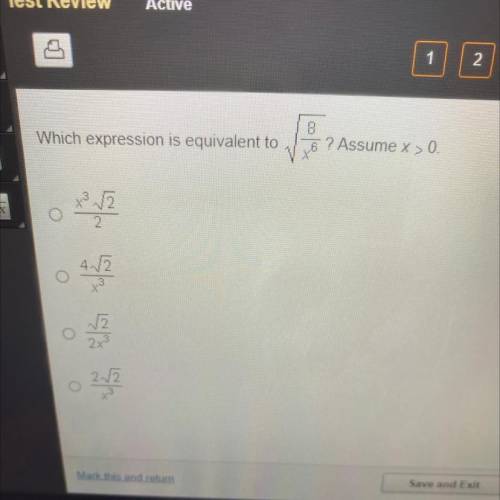 Which expression is equivalent to

(三)
? Assume x > 0
x 2
2
4.2
o
42
o
282