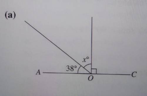 Given that AOC is straight line,find the value of the unknown in each of the following figuresò​