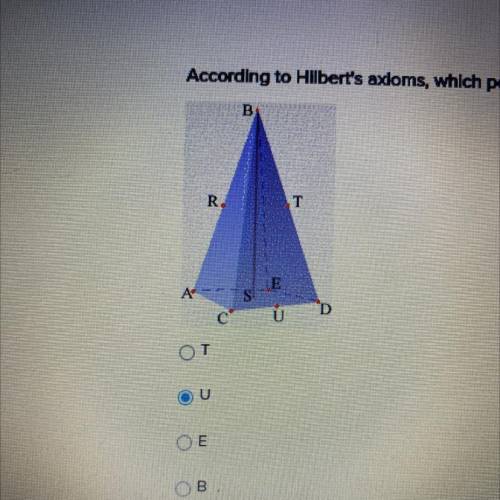 According to hilbert’s axioms, which point is considered to be between points c and d ?