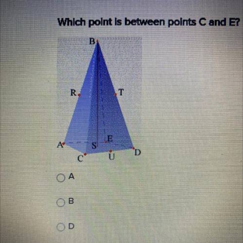 Which point is between points C and E?