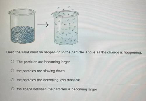 Describe what must be happening to the particles above as the change is happening