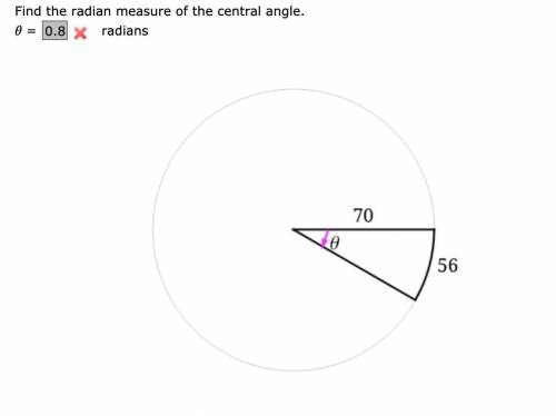 Find the radian measure of the central angle.