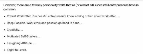What are some common traits of being an entrepreneur?