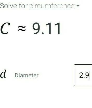 What is the circumference of a circle with a diameter of 2.9cm