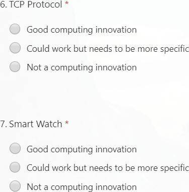 For each of the innovations below. Decide if it is a computing innovation or not.