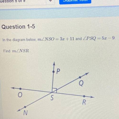 In the diagram below, m/NSO= 3a + 11 and XPSQ = 5x-9.
Find m
Please help