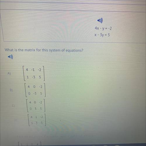 What is the matrix for this system of equations