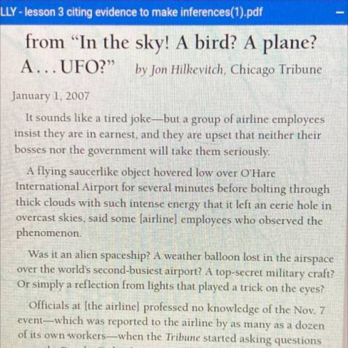 Based on the article, which statement most strongly supports the

FAA's position on the UFO sighti