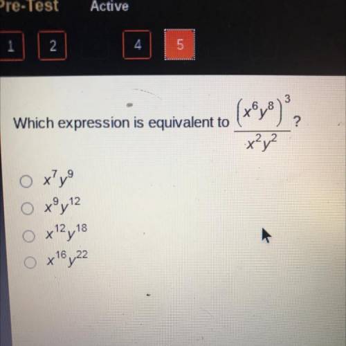 Which expression is equivalent to (x^6 y^8)^3/x^2 y^2