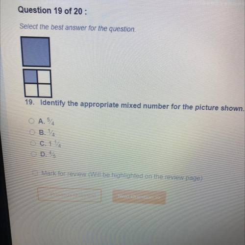 19. Identify the appropriate mixed number for the picture