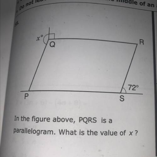 -20

Q
R
720
Р
S
In the figure above, PQRS is a
parallelogram. What is the value of x?