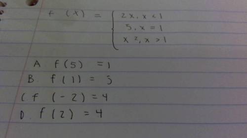 Given the piece wise function below select all the statements that are true plz help