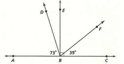 Find the degree measure of each angle.
EBF=
EBA=
DBE=
ABF=
ABC=