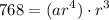 \displaystyle 768 = (ar^4) \cdot r^3