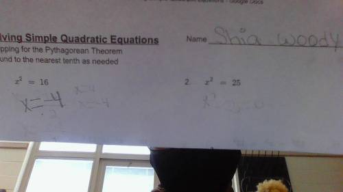 Solving simple quadratic equations.