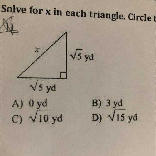 Solve for x for the triangle