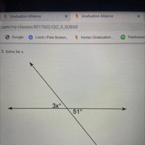 Solve for x.
3xº
51°