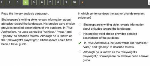 Read the literary analysis paragraph.

Shakespeare's writing style reveals information about attit
