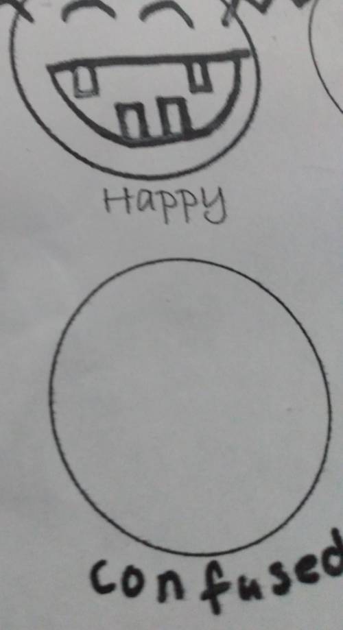 draw lines lines to show emotion and or felling in each circle or below( I only need help with the