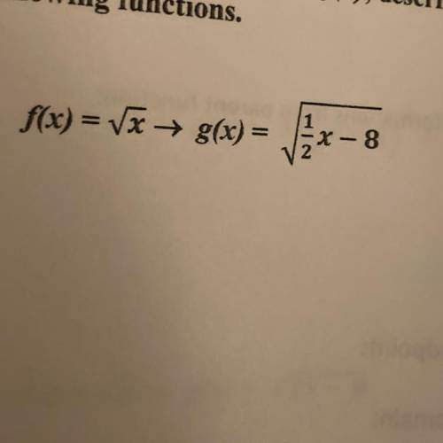 Describe the transformations that create g(x)?