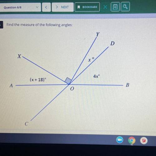 Please help me out I will mark brainliest!

Find the measure of the following angles:
D
X
ተ 0
4xº