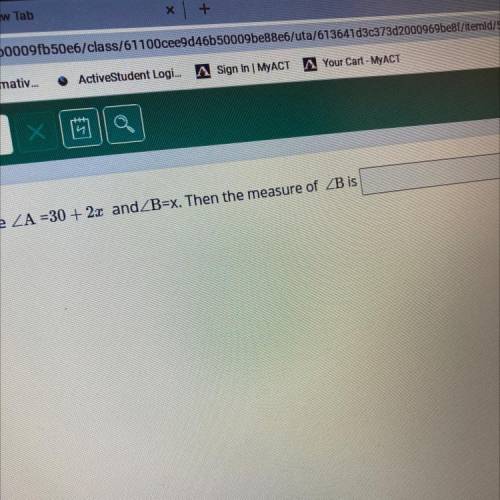 ZA =30 + 2x and ZB=x. Then the measure of ZB
Plz help me