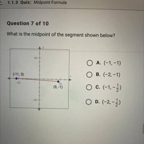 What is the midpoint of the segment shown below??