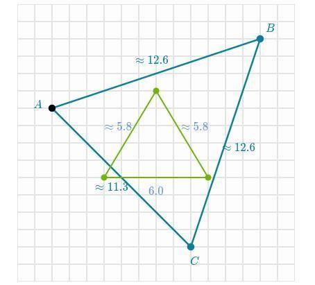 Draw the image of triangle ABC△ under a dilation whose center is A and the scale factor is 1/4.

​