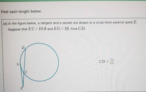 In the figure below, a tangent and a secant are drawn to a circle from exterior point E. Suppose th