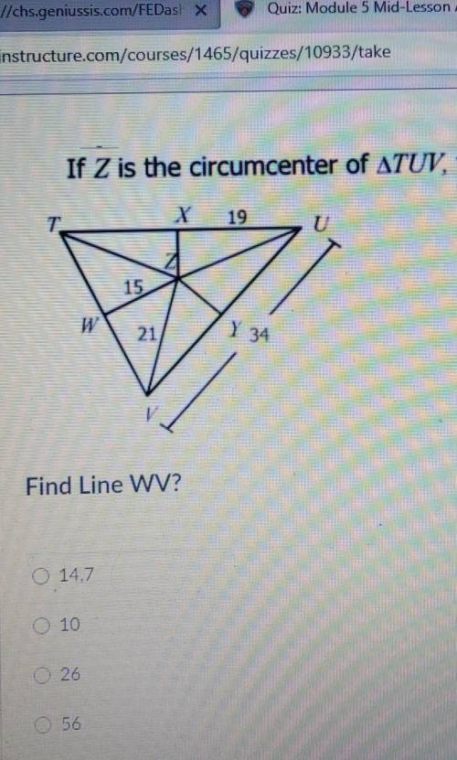 If Z is the circumcenter of TUV, find the missing measure​