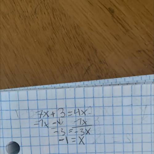 Solve the equation 
7x + 3 = 4x