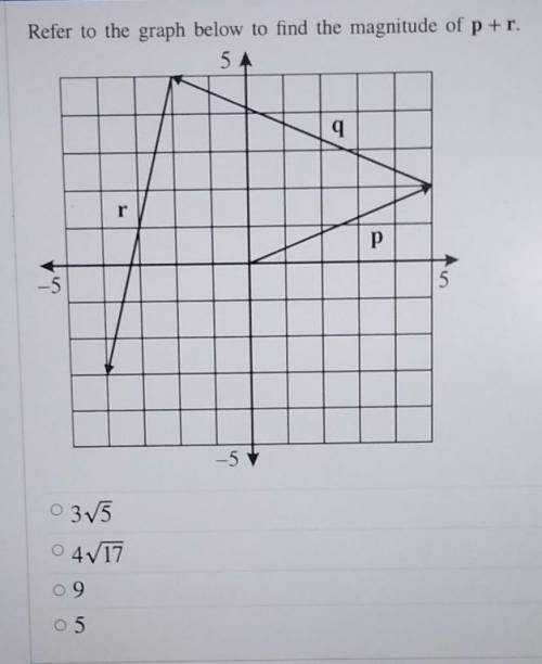 Refer to the graph below to find the magnitude of p + r. ​