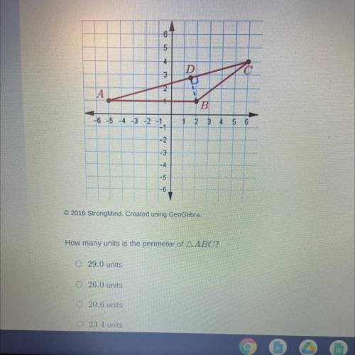 ABC has vertices at A(-5,1), B(2, 1), and C(6,4).

Point D is located on AC in such a way that BD