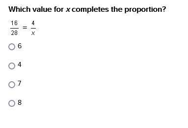 Which value for x completes the proportion?