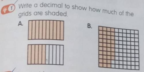 Write a decimal to show how much of the grids are shaded.plz help me​