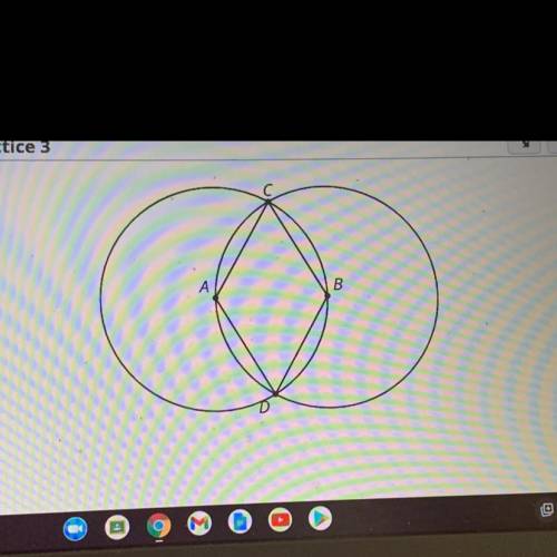 This diagram is a straightedge and compass construction. A is the center of one circle, and B is th