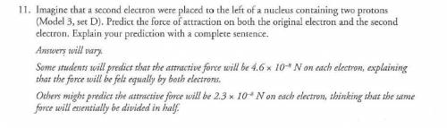 Imagine that a second electron were placed to the left of a nucleus containing two protons

(Model