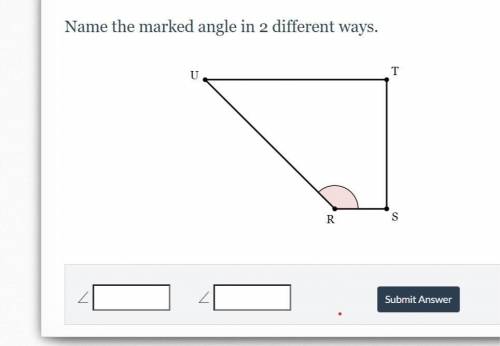 Name the marked angle in two different ways.