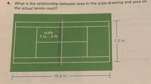 What is the ratio of the actual court to the area of the drawing (as a unit rate) ? Is it the same