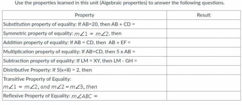 Use the properties learned in this unit (Algebraic properties) to answer the following questions.