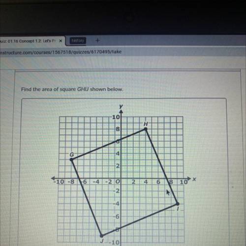 Find the area of square GHIJ shown.

A) 52 square units 
B) 68 square units 
C) 169 square units