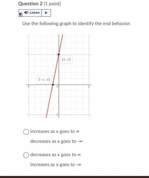 Hi best answer receives a brainlist :))

Use the following graph to identify the end behavior.
Que