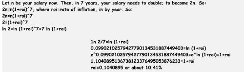 if salaries double every 7 years in order to keep up with inflation ,what rate of inflation does thi