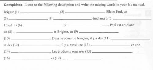 FRENCH: Use the following description and write the missing words in the blanks.

Et Brigitte et