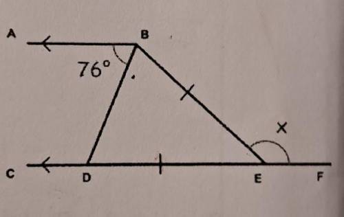 Find the angle x

Hello! I need some help with this question, pleace explain how you got the answe