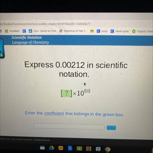 Express 0.00212 in scientific notation.