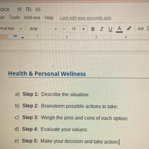 Can someone help me with what I put for step one?

My goal is to make exercise part of my daily li
