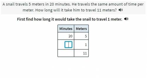 A snail travels 5 meters in 20 minutes. He travels the same amount of time per meter. How long will